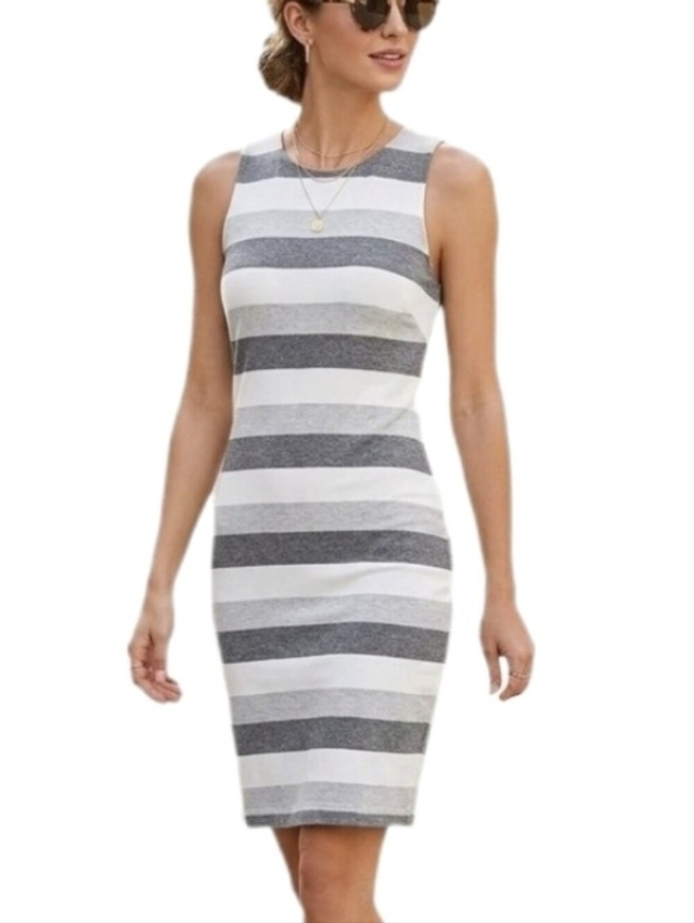 Banana Republic Dress Sleeveless Striped Gray Size 6